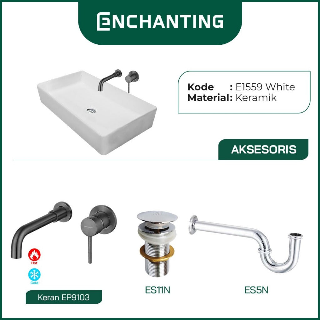 SET Wastafel Cuci Tangan Europe Enchanting E1559 Full Keramik