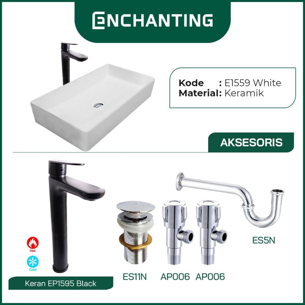 SET Wastafel Cuci Tangan Europe Enchanting E1559 Full Keramik