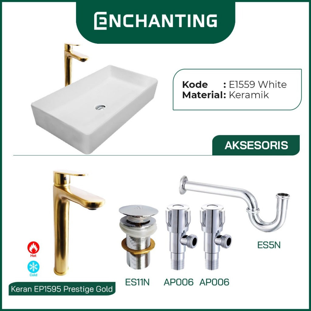SET Wastafel Cuci Tangan Europe Enchanting E1559 Full Keramik