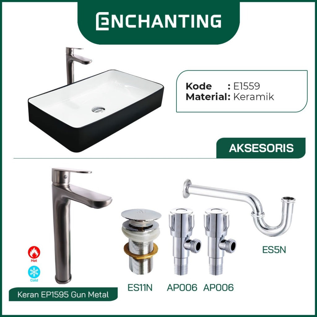 SET Wastafel Cuci Tangan Europe Enchanting E1559 Full Keramik