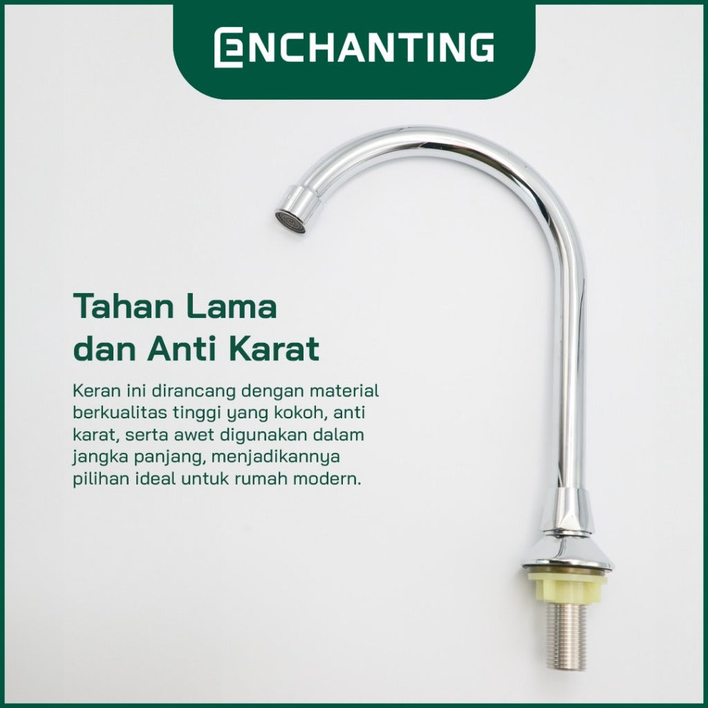 ENCHANTING Keran Air Injak Tanam Dingin Stainless Steel Kran Air Tinggi E669