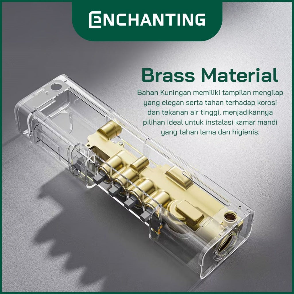 ENCHANTING Shower Set Tiang Gunmetal Grey Keran Air Panas Dingin 3 Mode Air Brass Material Mode Air Terjun EP9105