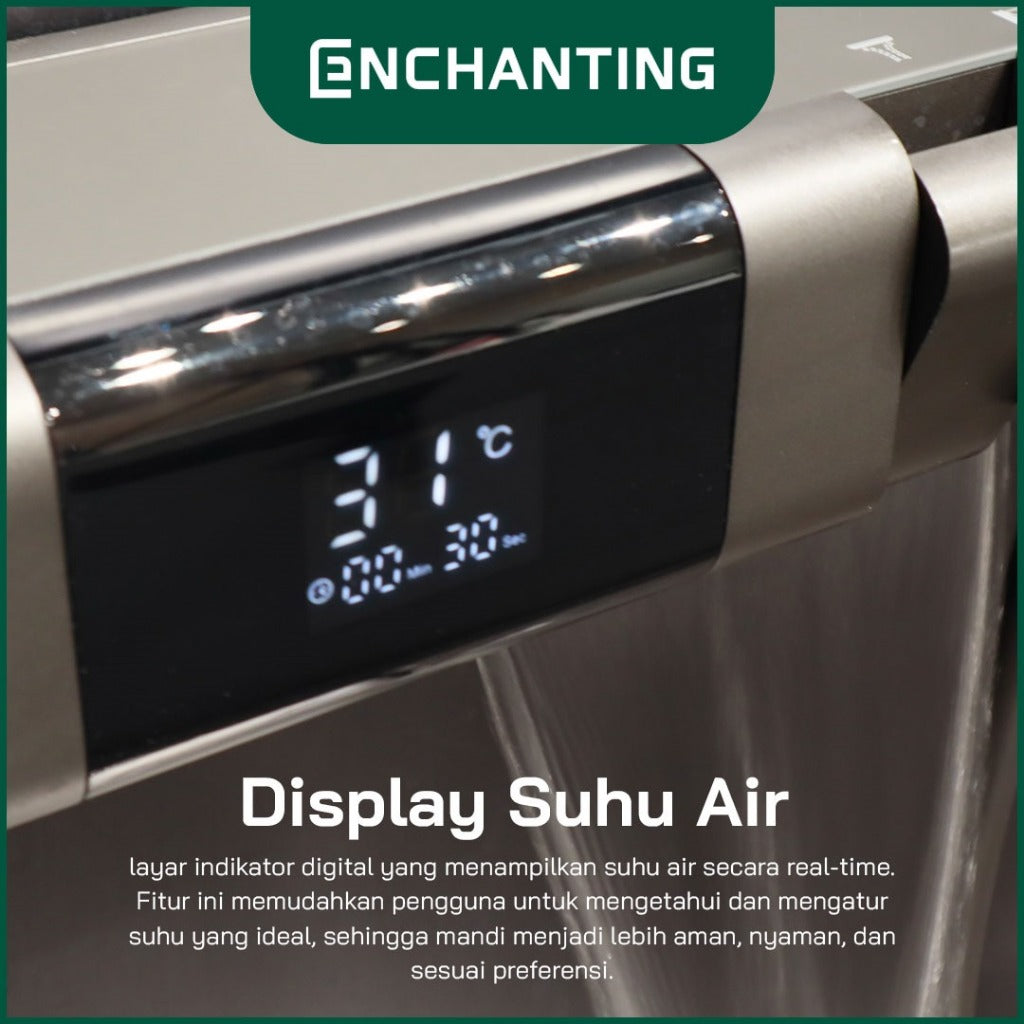 ENCHANTING Shower Set Tiang Gunmetal Grey Keran Air Panas Dingin 3 Mode Air Brass Material Mode Air Terjun EP9105