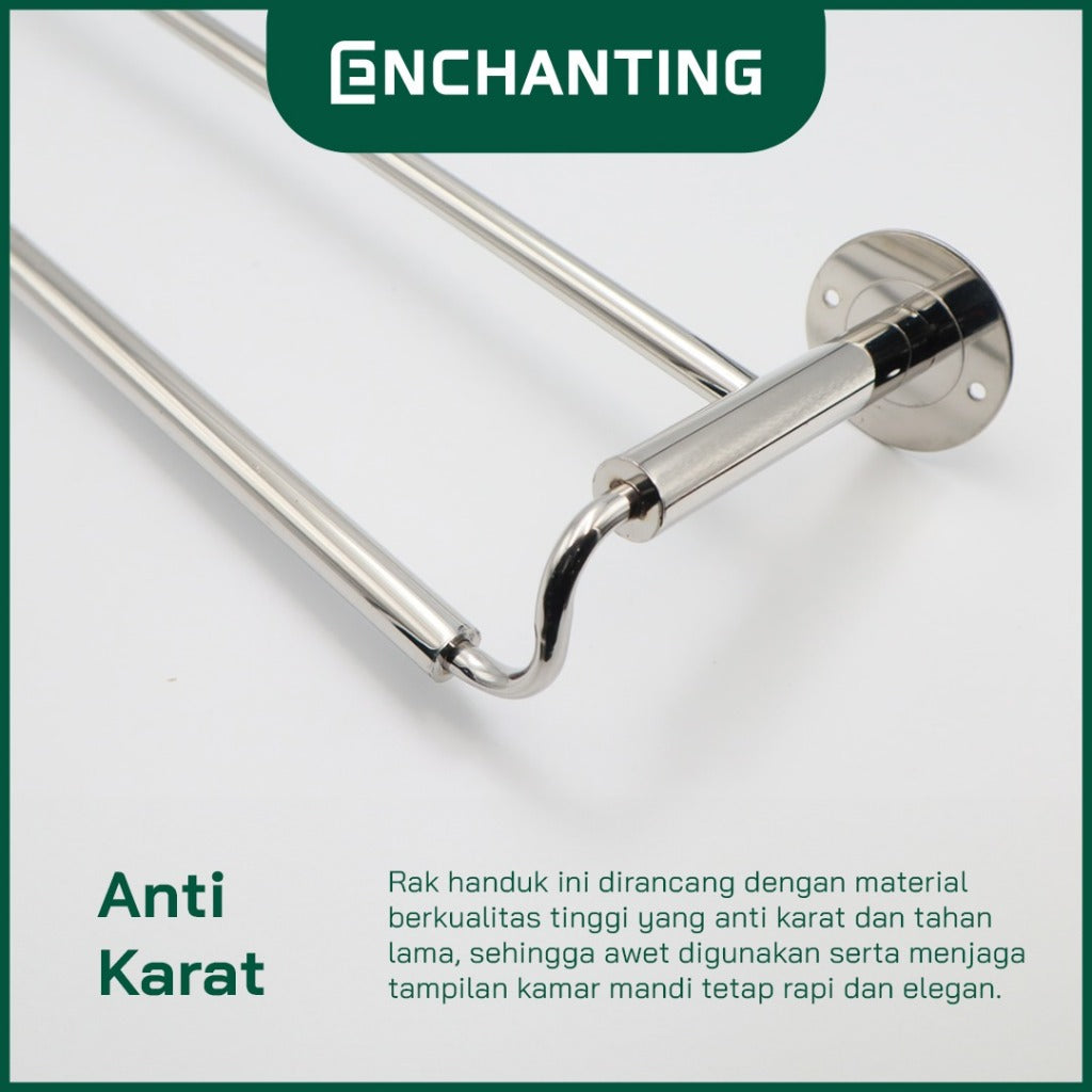 ENCHANTING Rak Handuk Material Stainless Steel Tahan Lama Anti Karat Kokoh Chrome Europe Enchanting E1107