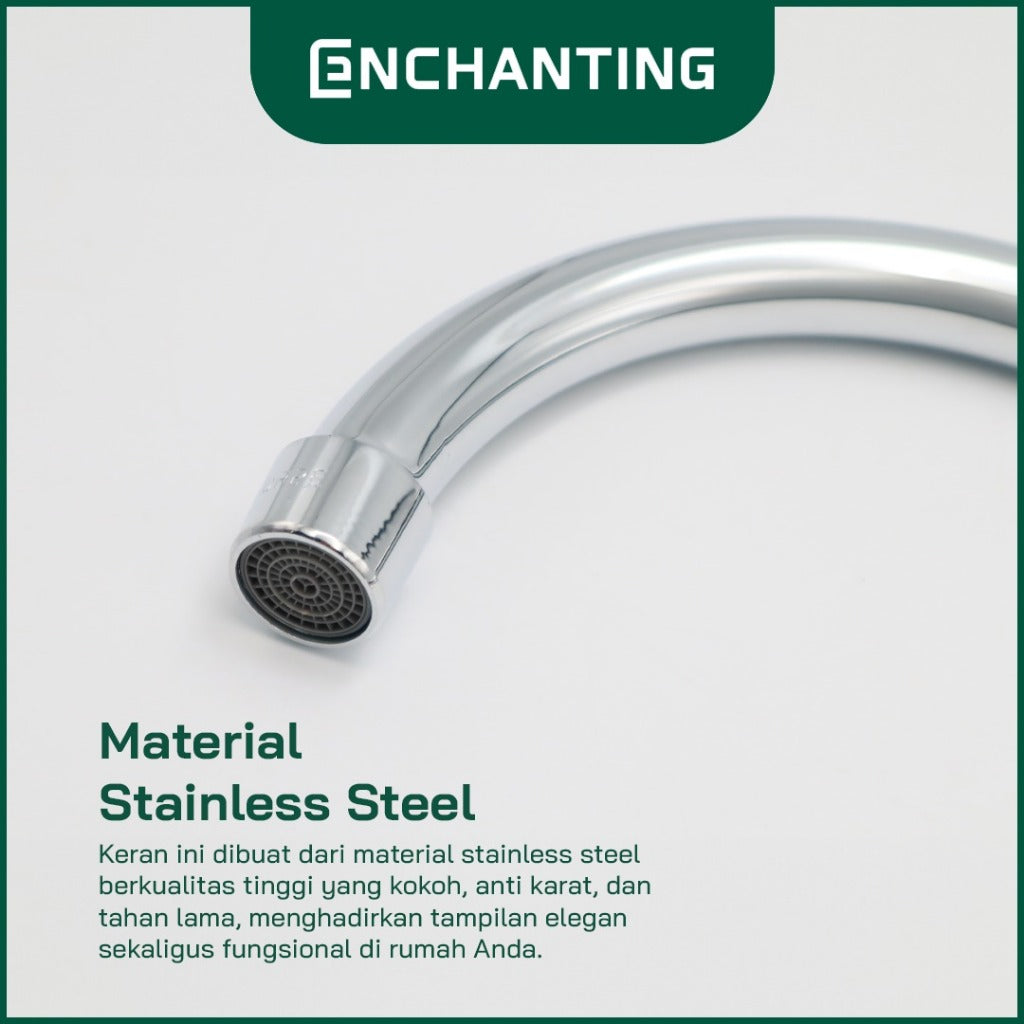 ENCHANTING Keran Air Injak Tanam Dingin Stainless Steel Kran Air Tinggi E669