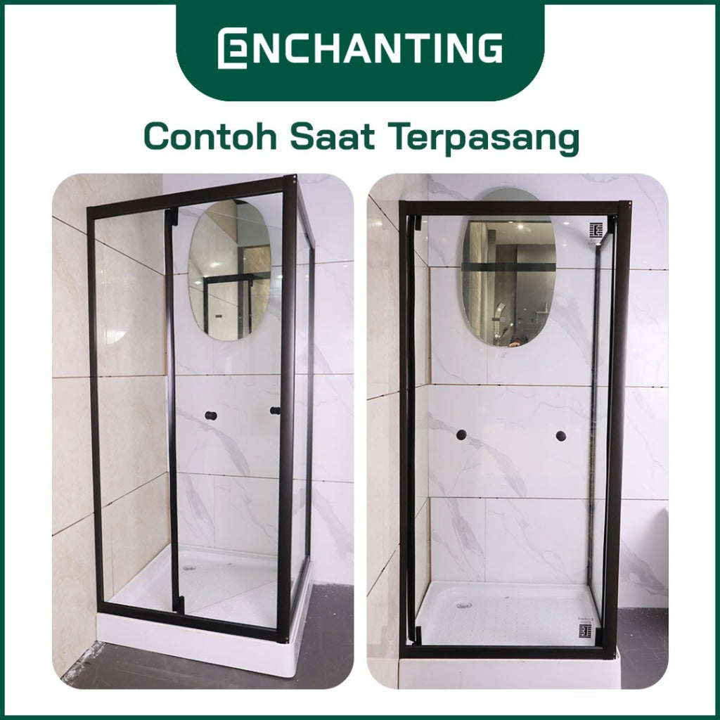 ENCHANTING Shower Box Minimalis Kaca Temper Glass Kamar Mandi E5104 Complete Set with Shower Tray & Afur
