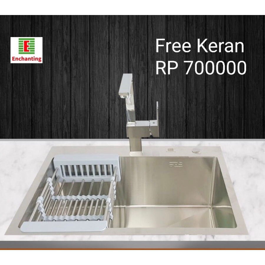 SET Kitchen Sink Dapur / Bak Cuci Piring Europe Enchanting E1079 ( Free Kran Cuci Piring )