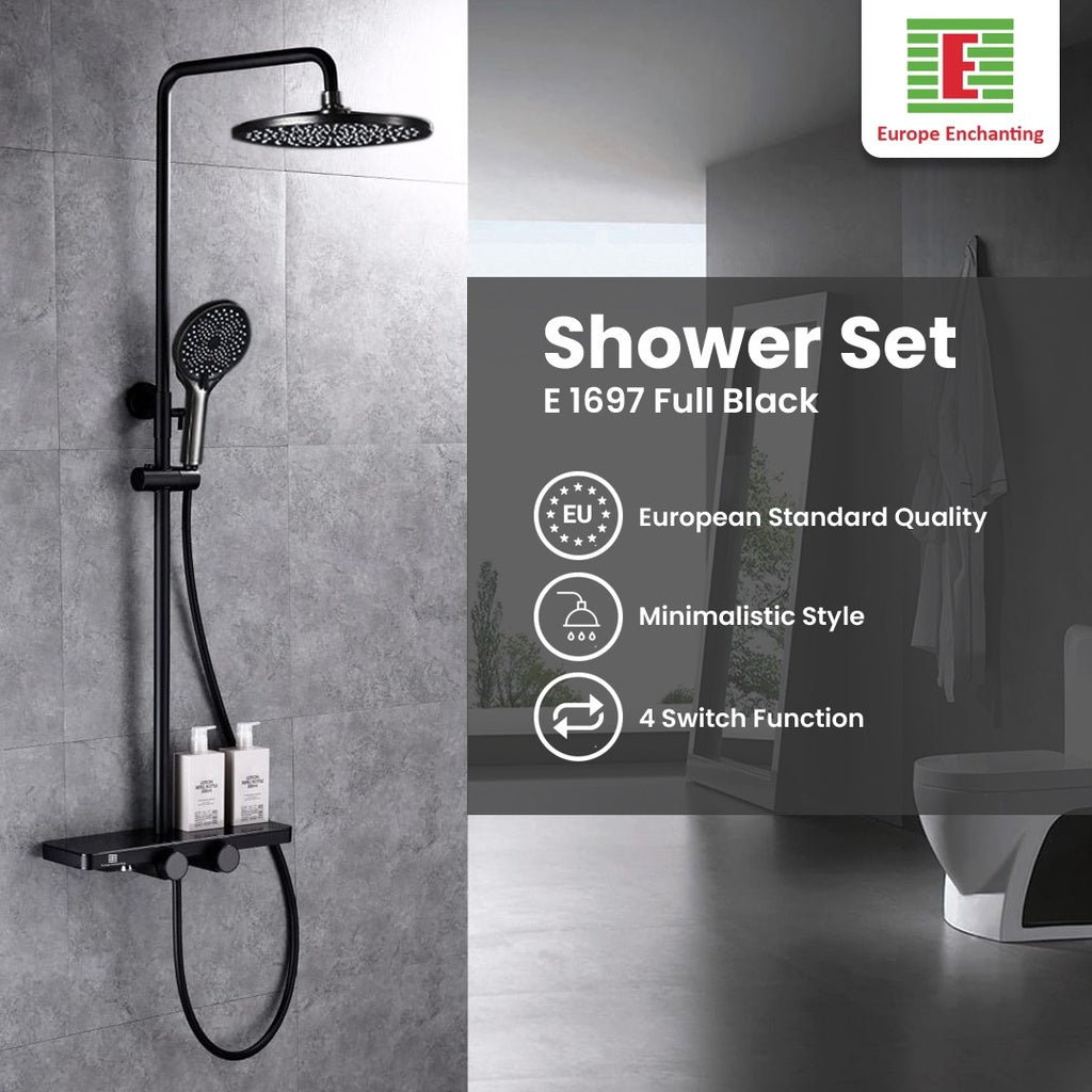 Shower Set Mandi Europe Enchanting E1697 Full Black Bergaransi