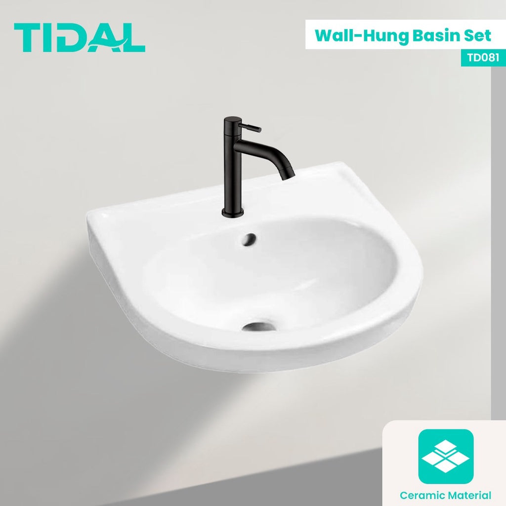 Wastafel Keramik Gantung Tembok Tidal TD081 Minimalis