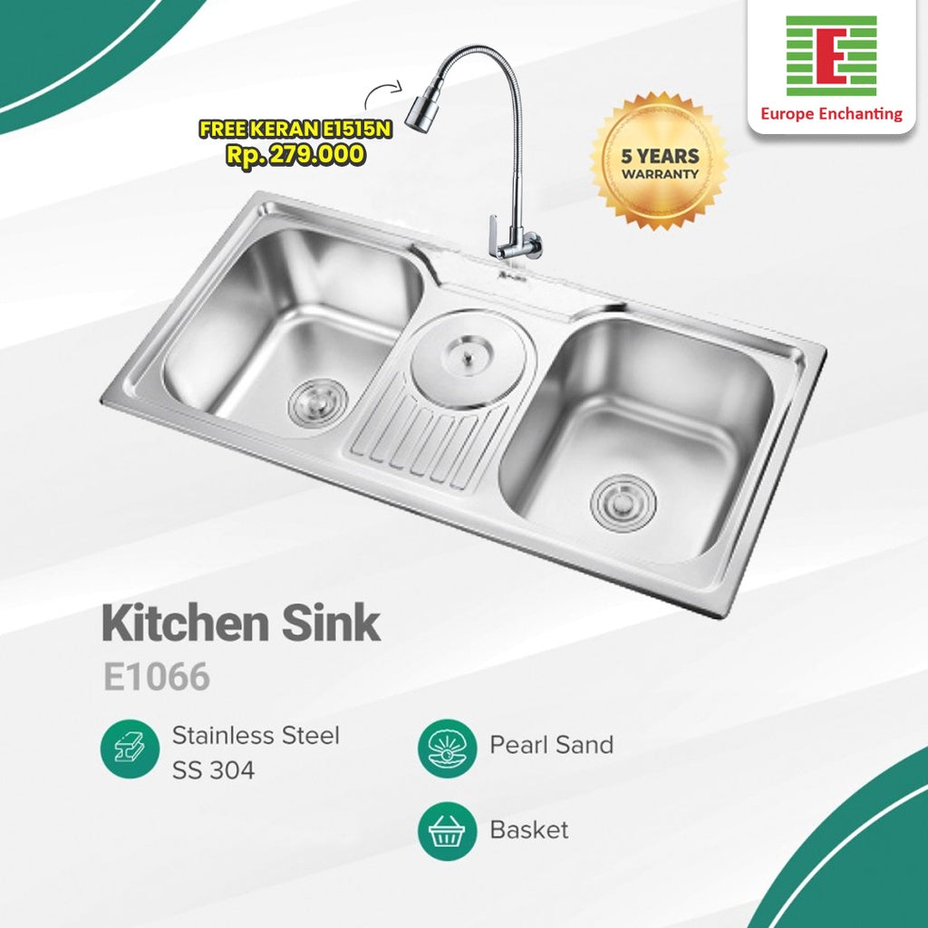 SET Kitchen Sink Bak Cuci Piring Europe Enchanting E1066SET Stainless
