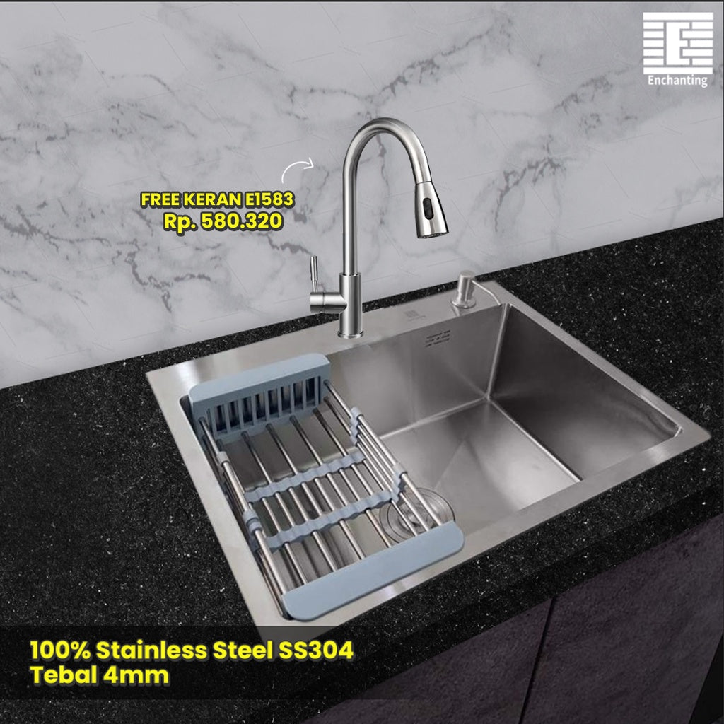 Set Kitchen Sink Bak Cuci Piring Stainless Steel Europe Enchanting E1079