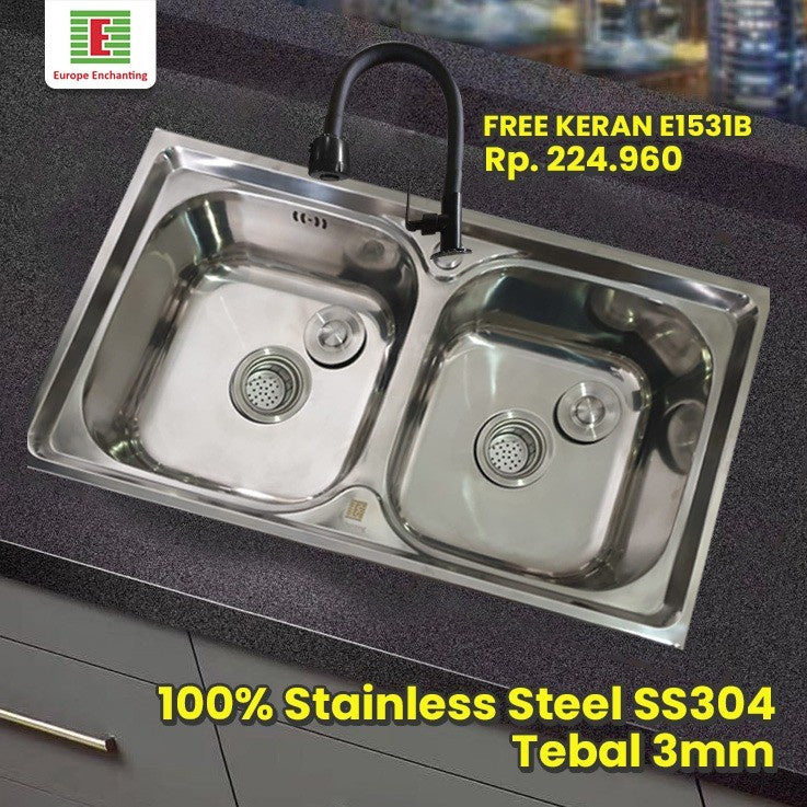 SET Kitchen Sink Dapur / Bak Cuci Piring Europe Enchanting E1075