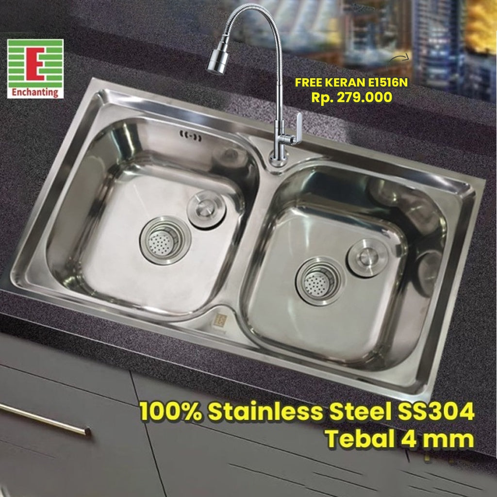 SET Kitchen Sink Dapur / Bak Cuci Piring Europe Enchanting E1075