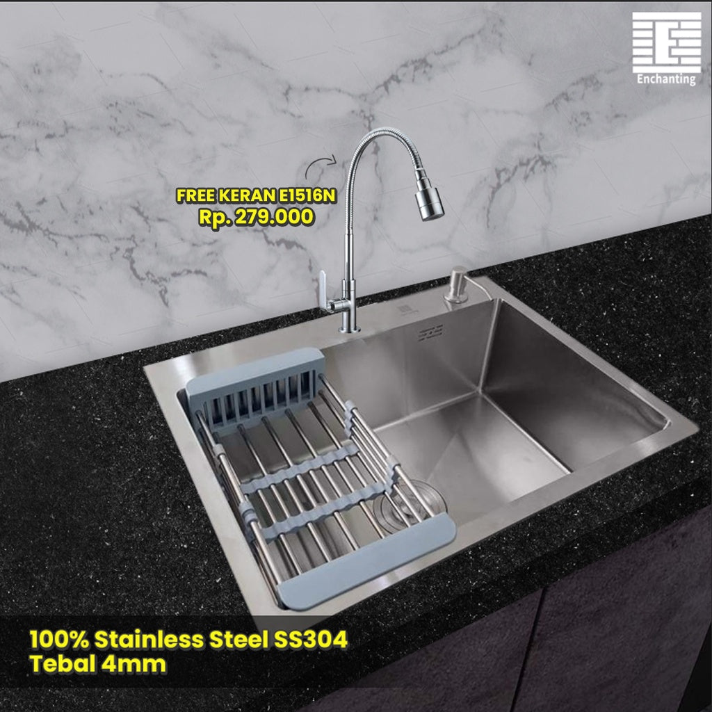 Set Kitchen Sink Bak Cuci Piring Stainless Steel Europe Enchanting E1079