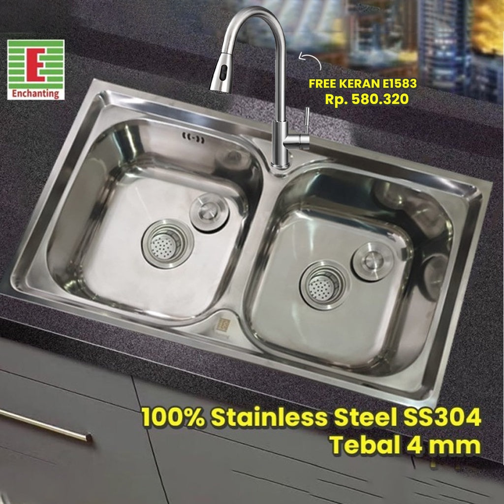SET Kitchen Sink Dapur / Bak Cuci Piring Europe Enchanting E1075