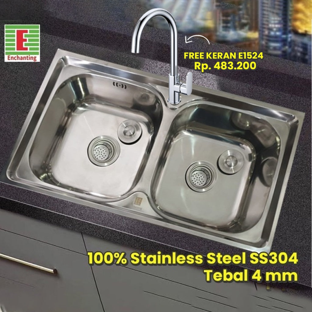 SET Kitchen Sink Dapur / Bak Cuci Piring Europe Enchanting E1075