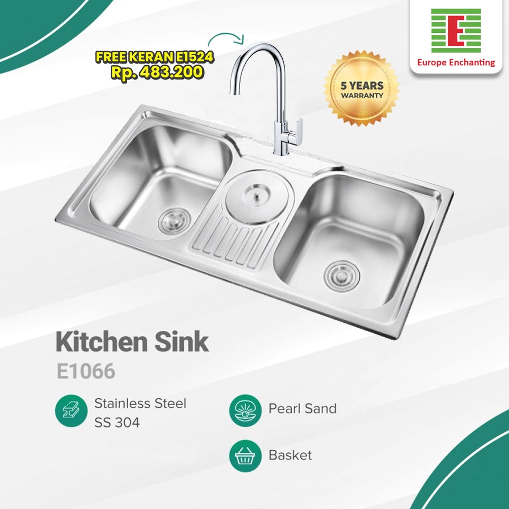SET Kitchen Sink Bak Cuci Piring Europe Enchanting E1066SET Stainless