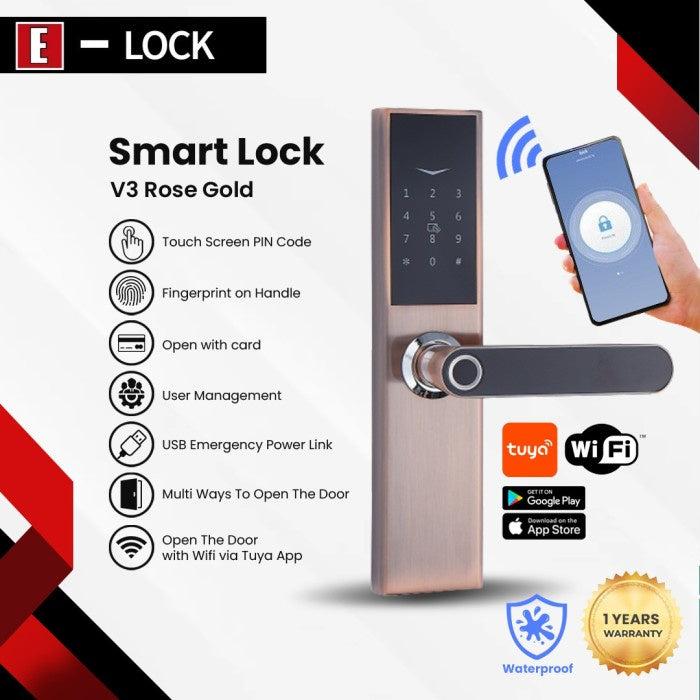Kunci Pintu Touchscreen Digital Smart Home E-Lock V3 Europe Enchanting