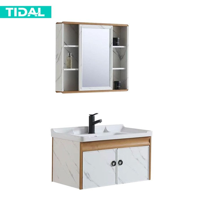 SET Wastafel Kabinet Kamar Mandi Cermin Minimalis Modern Tidal TD067