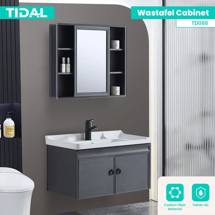 Wastafel Kabinet Kamar Mandi SET Cermin Mnimalis Modern Tidal TD066