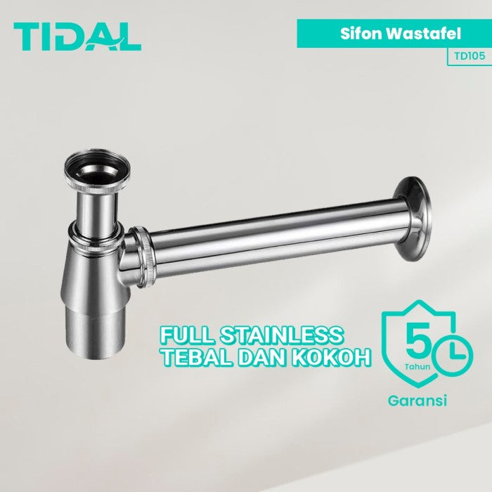Afur Sifon / P-Trap Pipa Pembuangan Air Wastafel Tidal TD105 Stainless