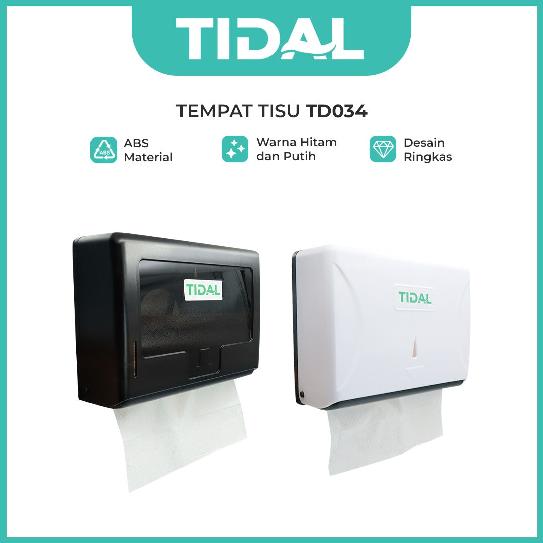 TIDAL Paper Holder Tempat Tissue Kamar Mandi ABS Berkualitas Hitam Putih White Black Tidal Modern TD034