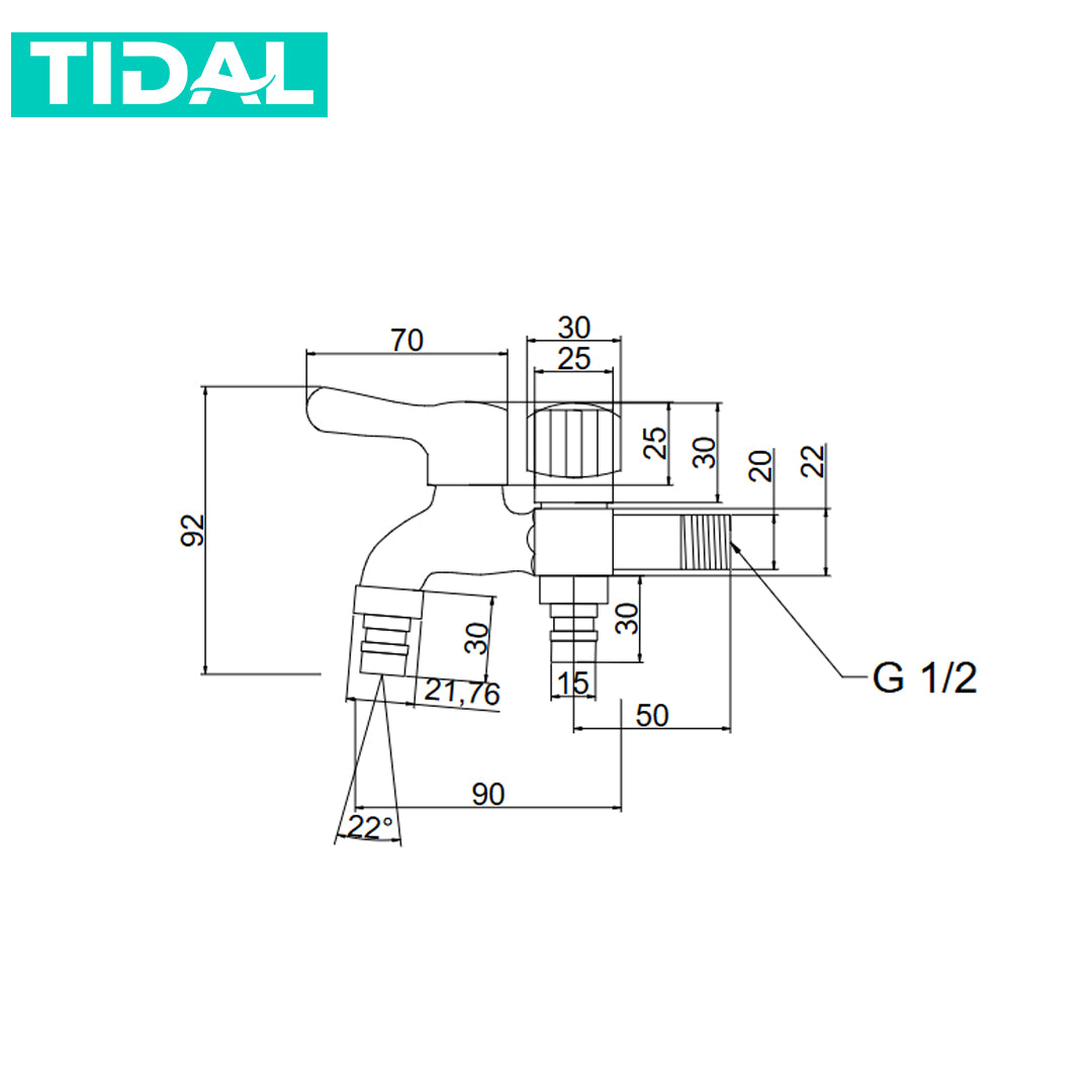 Keran Air Tembok Cabang Mesin Cuci Stainless Tidal TD088