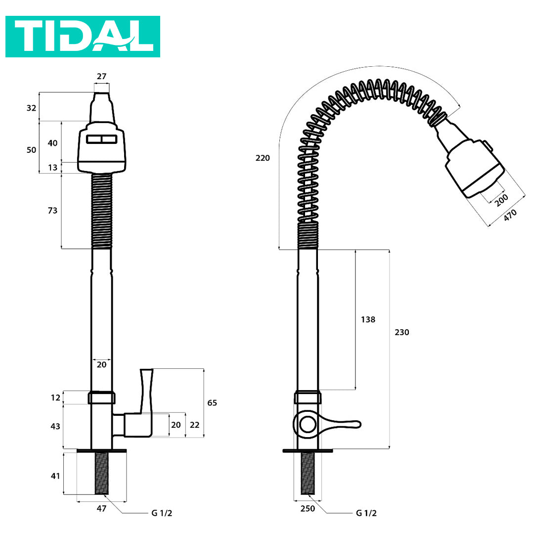 Keran Air Cuci Piring Tanam Dapur Stainless Tidal TD091