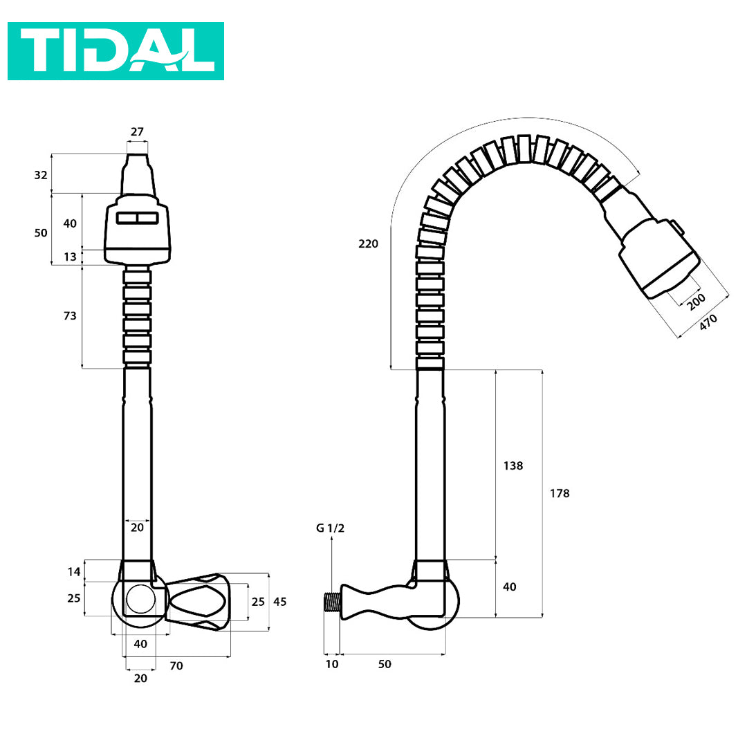 Kran Air Cuci Piring Tembok Dapur Stainless Tidal TD092