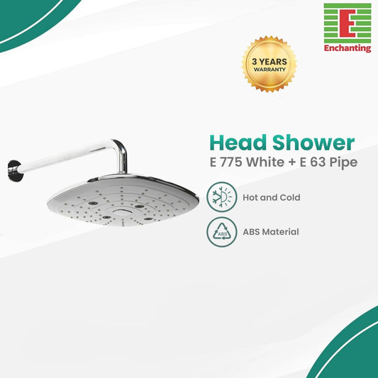 Kepala Shower Mandi Shower Head Europe Enchanting E775 White + Pipa E63