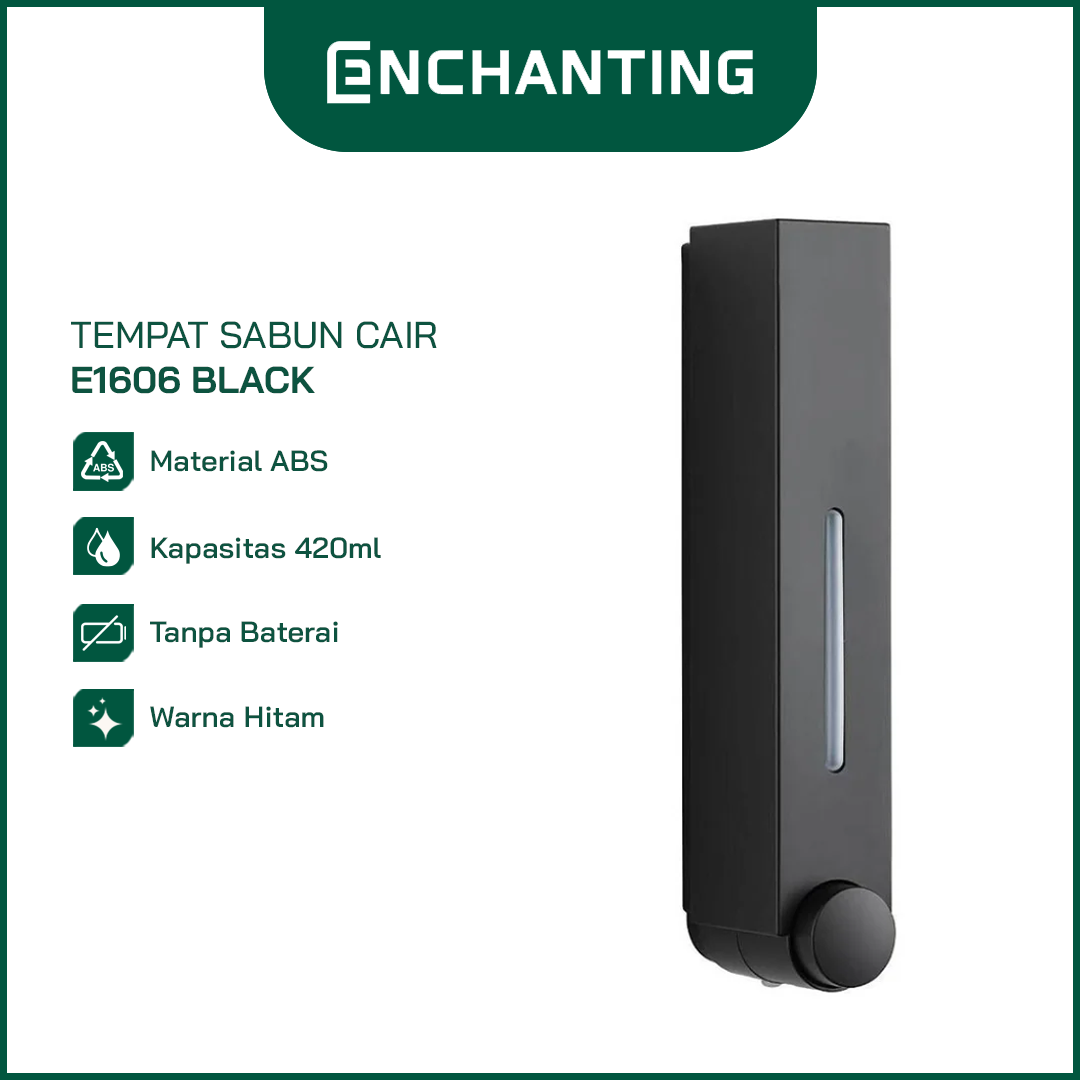 ENCHANTING Tempat Sabun Cair E1605 Liquid Soap Dispenser 420 Ml ABS White / Black