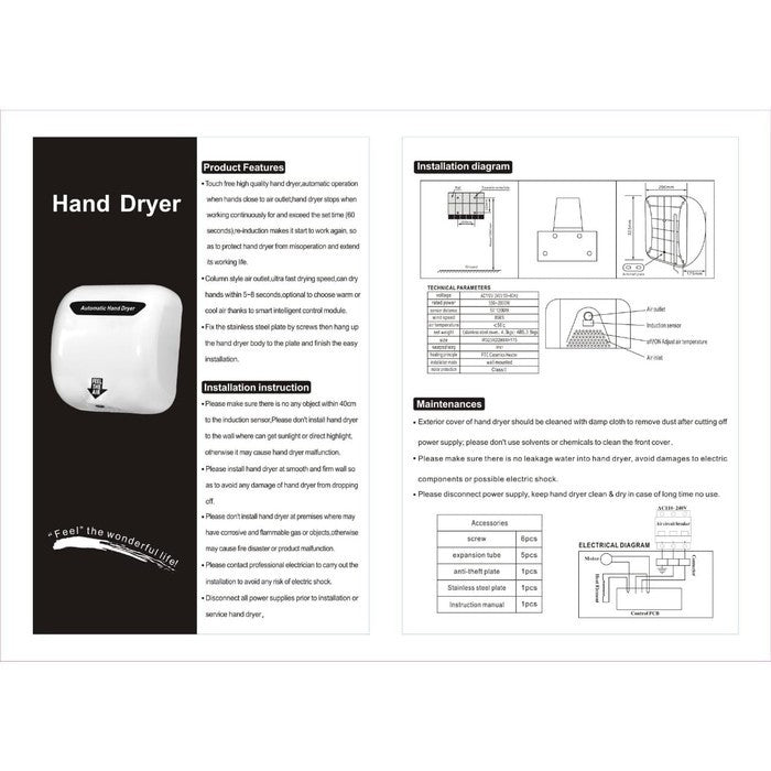 Automatic Hand Dryer / Pengering Tangan Europe Enchanting E918