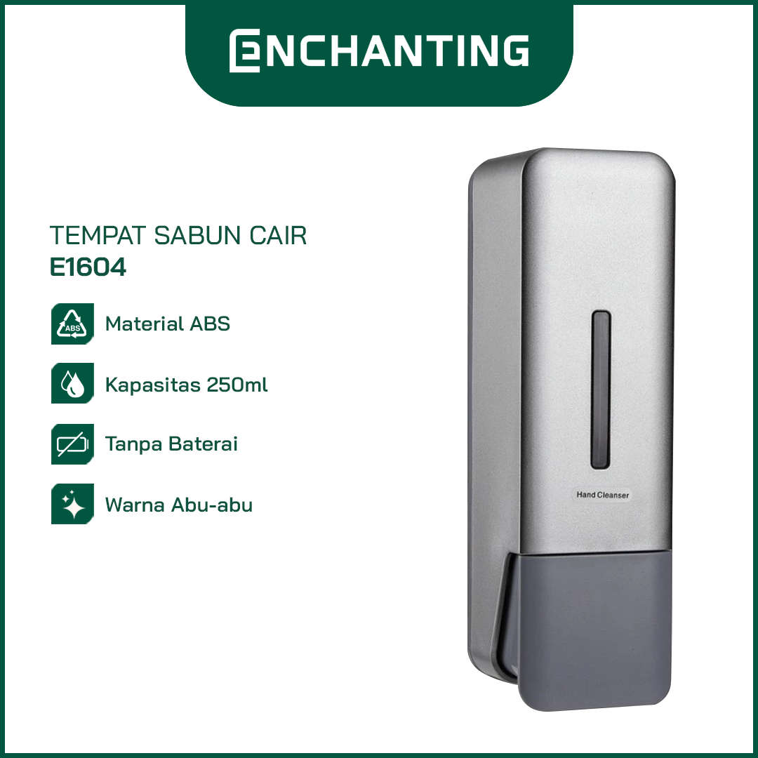 ENCHANTING Tempat Sabun Cair E1603 Liquid Soap Dispenser 250 Ml ABS White Grey