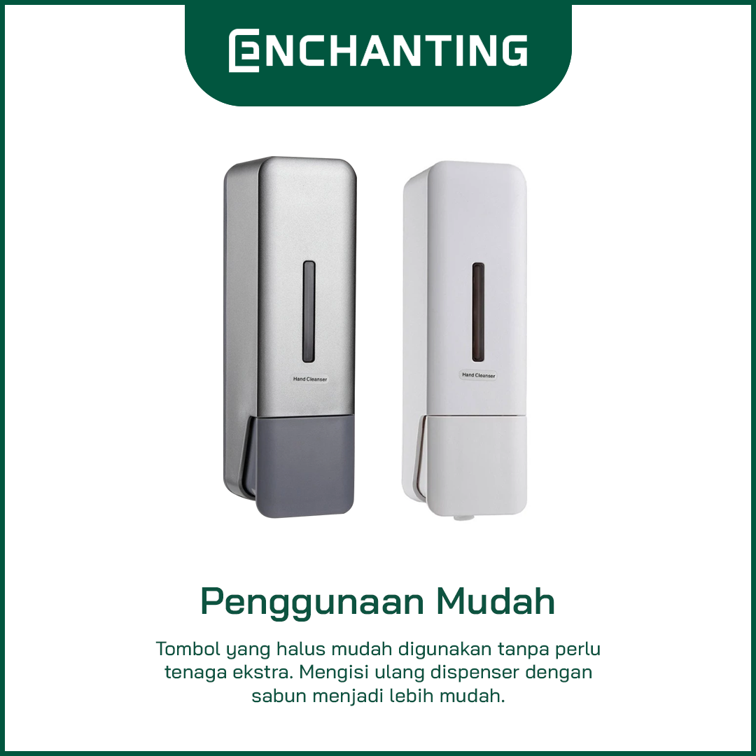 ENCHANTING Tempat Sabun Cair E1603 Liquid Soap Dispenser 250 Ml ABS White Grey