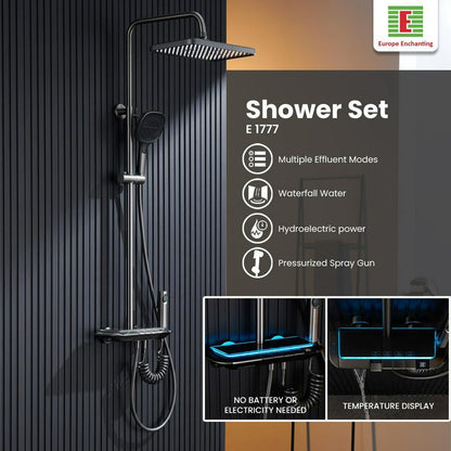 Shower Set LED Black Design Europe Enchanting E1777 HydroPower Series