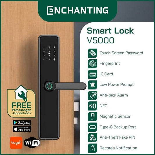 ENCHANTING Smart Door Lock Kunci Pintu Digital Smart Home Tuya Wifi V5000
