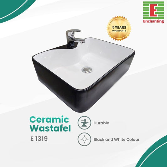 Wastafel Cuci Tangan Keramik Europe Enchanting E1319 (Full Black or Black & White)