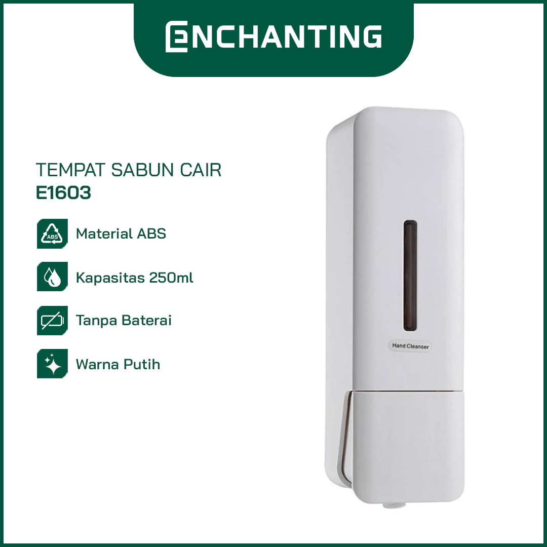 ENCHANTING Tempat Sabun Cair E1603 Liquid Soap Dispenser 250 Ml ABS White Grey