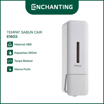 ENCHANTING Tempat Sabun Cair E1603 Liquid Soap Dispenser 250 Ml ABS White Grey
