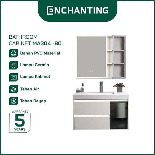 ENCHANTING Wastafel Cabinet Kamar Mandi Cuci Tangan Kabinet Washtafel set komplit PVC Waterproof Modern MA304-80
