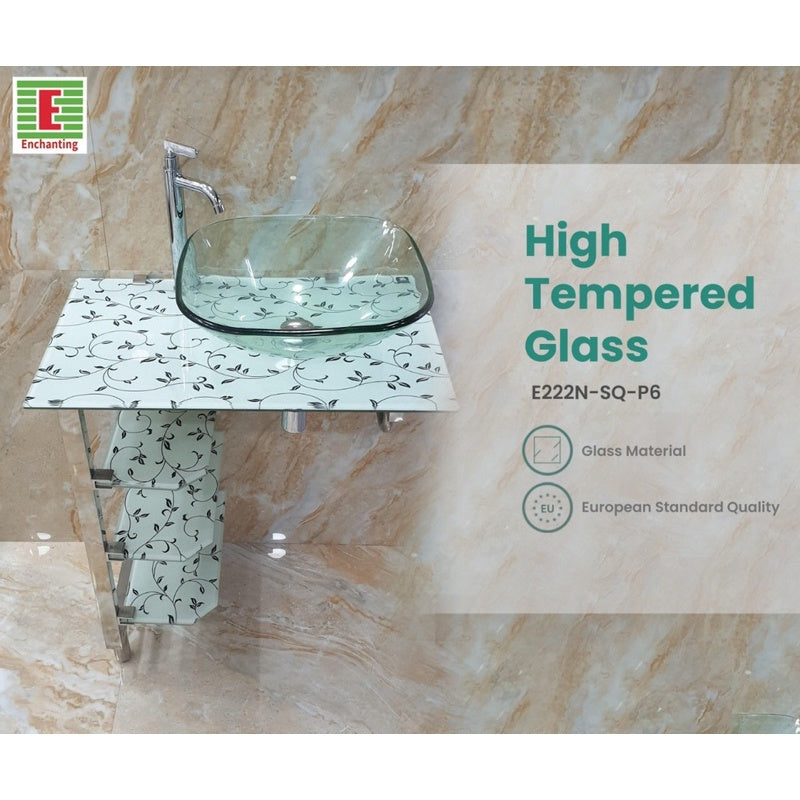 Wastafel Kaca Europe Enchanting High Tempered Glass E222N-OV-P6-CLR