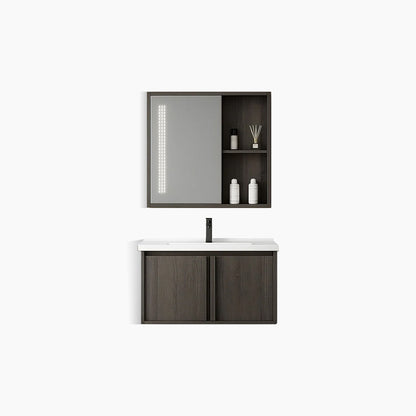 ENCHANTING Bathroom Cabinet/Kabinet Kamar Mandi Gantung PVC Material Waterproof Tahan Rayap Lampu LED Cream Cokelat Hitam BM109 BM110 BM111