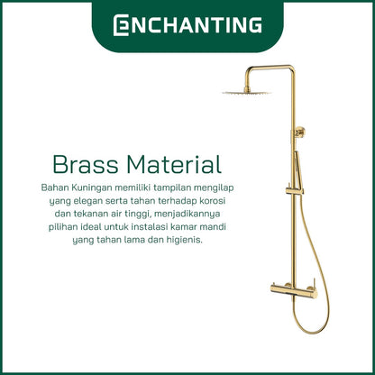 ENCHANTING Shower Tiang Set Kamar Mandi Kran Air Panas Dingin Material Brass Kuningan Brushed Gold RoseGold GunMetal PVD E1790 E1791 E1792 Bergaransi