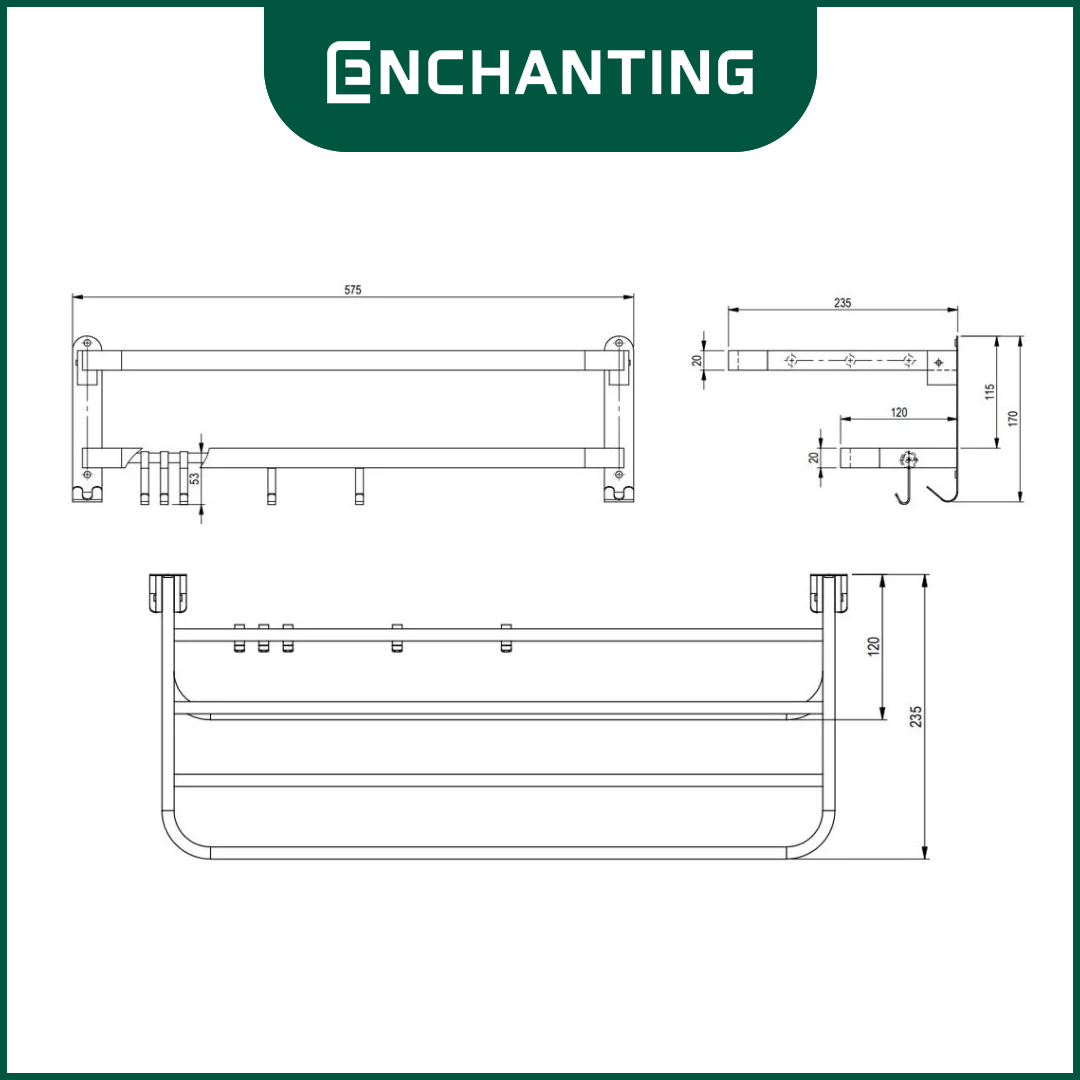 Rak Tempat Handuk Stainless Steel 304 Europe Enchanting BT005