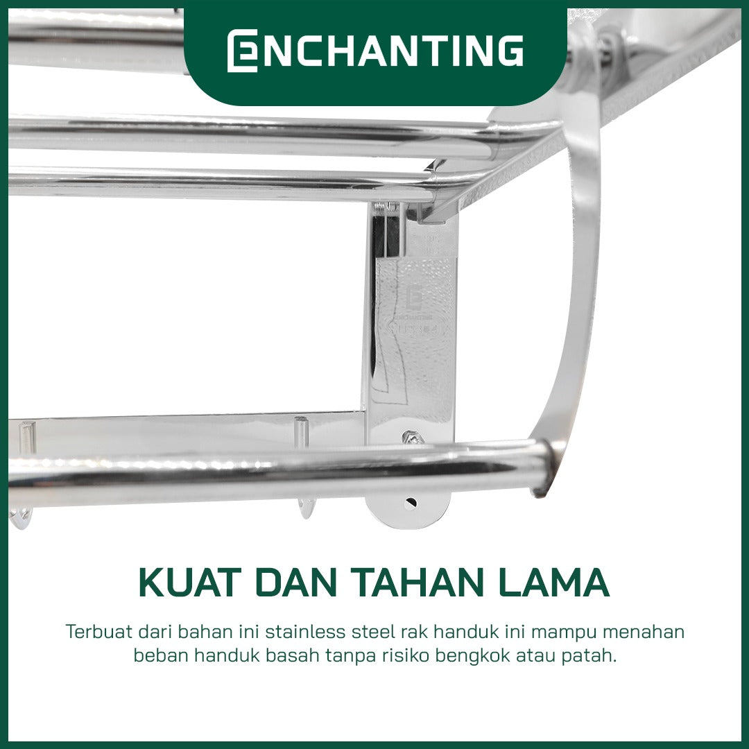 Rak Handuk Lipat Kamar Mandi Europe Enchanting BT006 Stainless Anti Karat