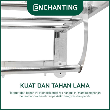 Rak Handuk Lipat Kamar Mandi Europe Enchanting BT006 Stainless Anti Karat