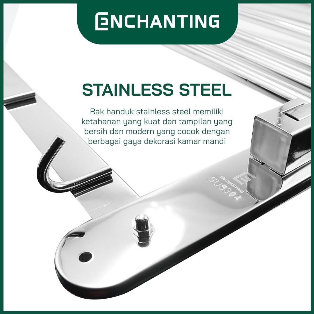 Rak Handuk Lipat Kamar Mandi Europe Enchanting BT006 Stainless Anti Karat
