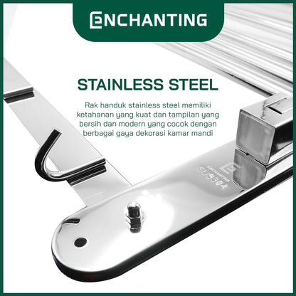 Rak Handuk Lipat Kamar Mandi Europe Enchanting BT006 Stainless Anti Karat