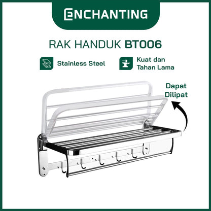 Rak Handuk Lipat Kamar Mandi Europe Enchanting BT006 Stainless Anti Karat