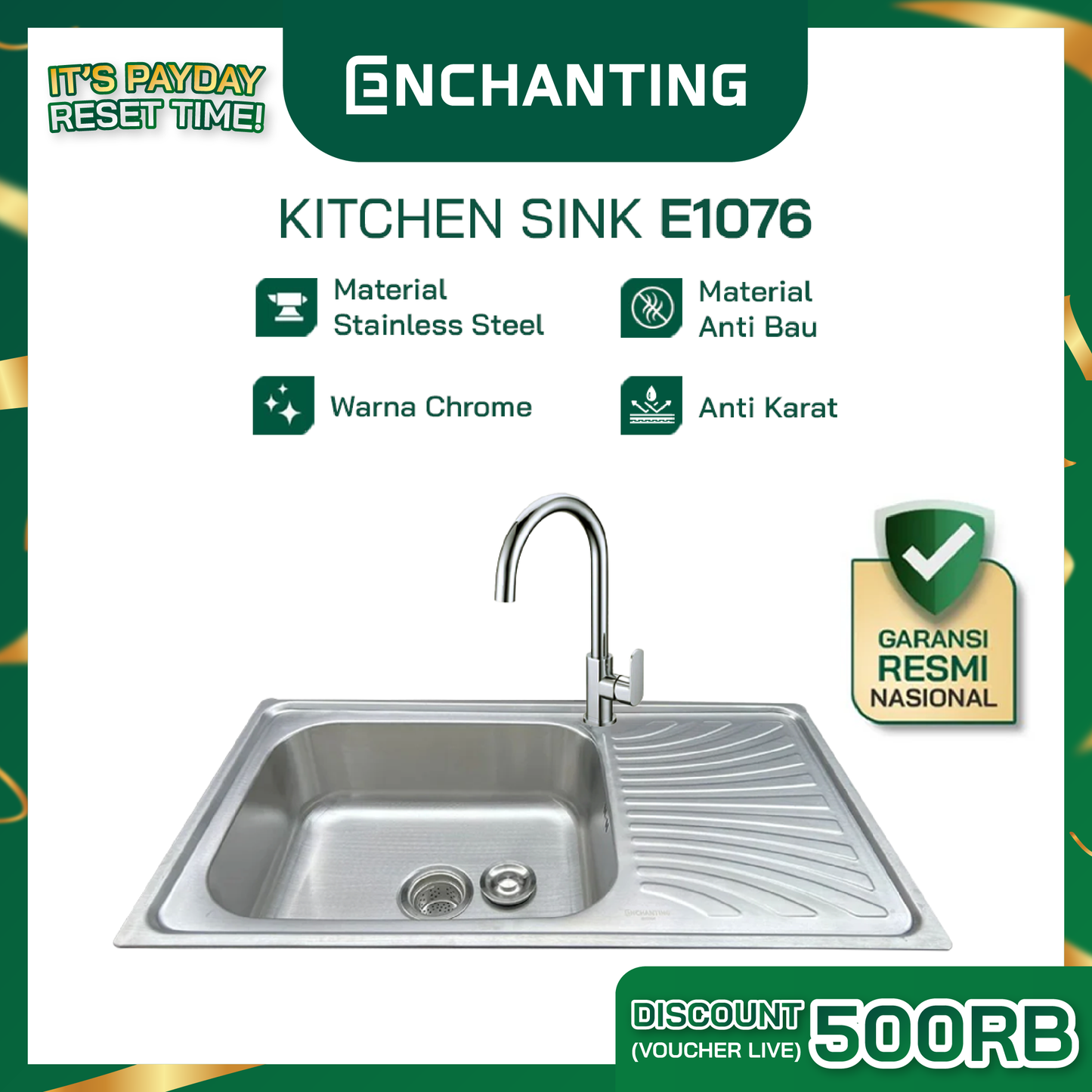 Bak Cuci Piring Kitchen Sink Europe Enchanting E1076